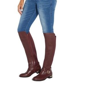 Shoedazzle Side Zip Over The Knee Boot Bordeaux